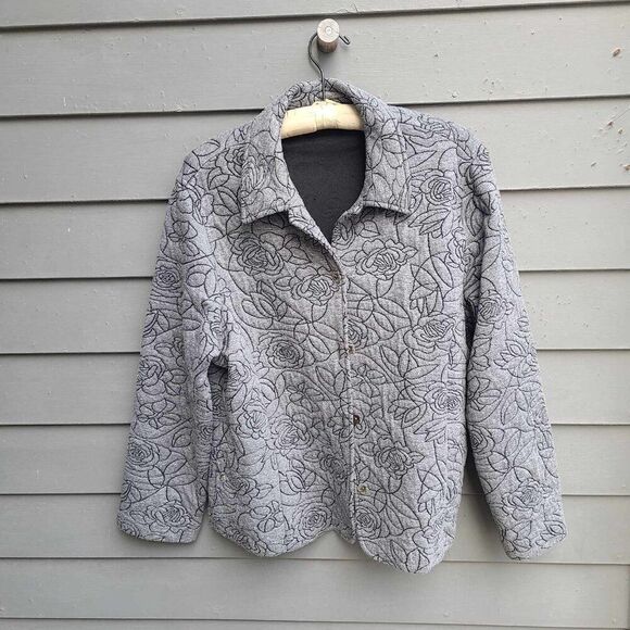 Alfred Dunner Gray Floral Quilted Jacket see measurements - Picture 12 of 12